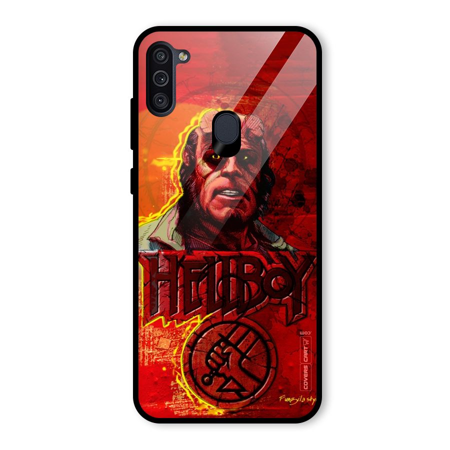 Hellboy Artwork Glass Back Case for Galaxy M11