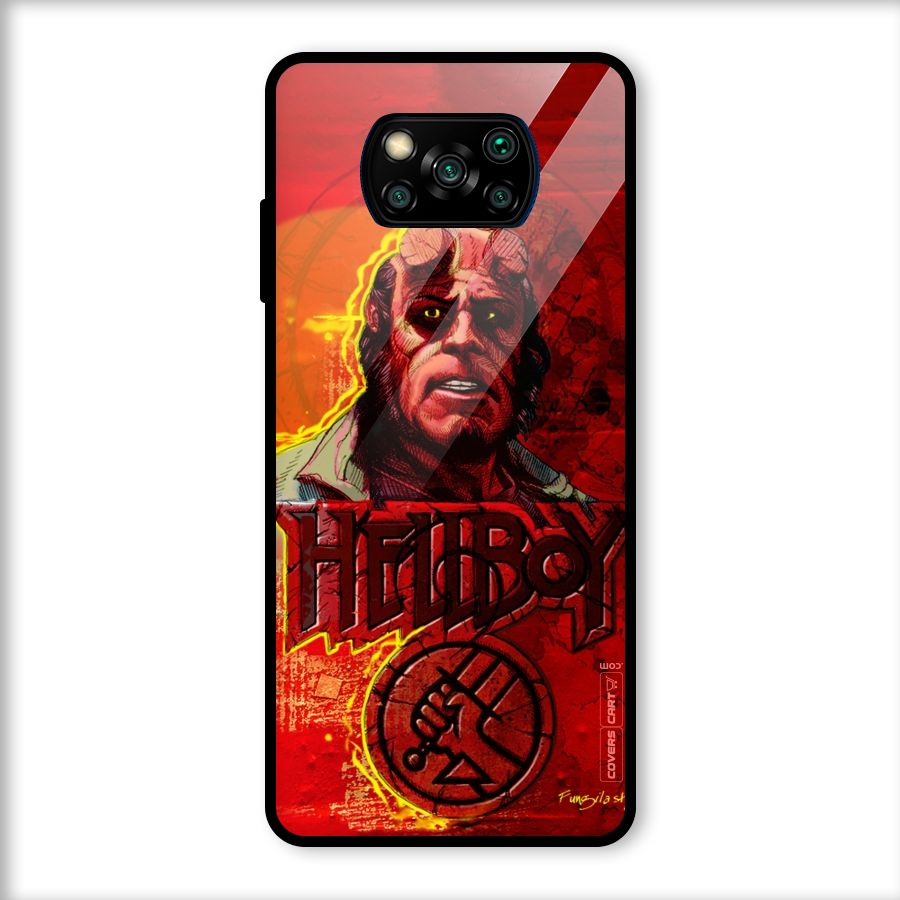 Hellboy Artwork Glass Back Case for Poco X3