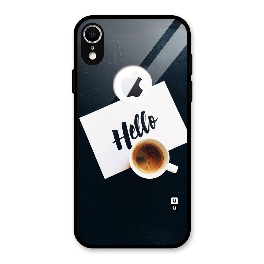 Hello Coffee Glass Back Case for iPhone XR Logo Cut