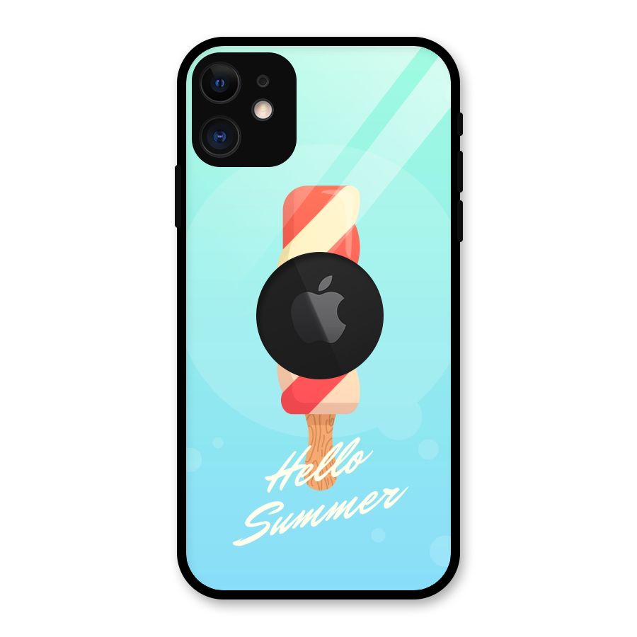 Hello Summer Glass Back Case for iPhone 11 Logo Cut