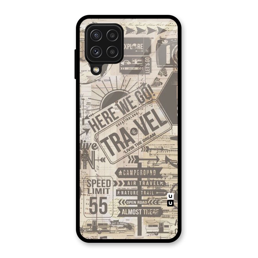 Here We Travel Glass Back Case for Galaxy A22 4G