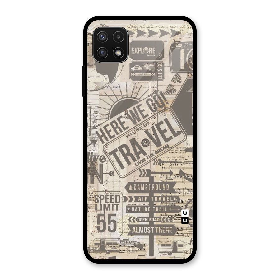 Here We Travel Glass Back Case for Galaxy A22 5G