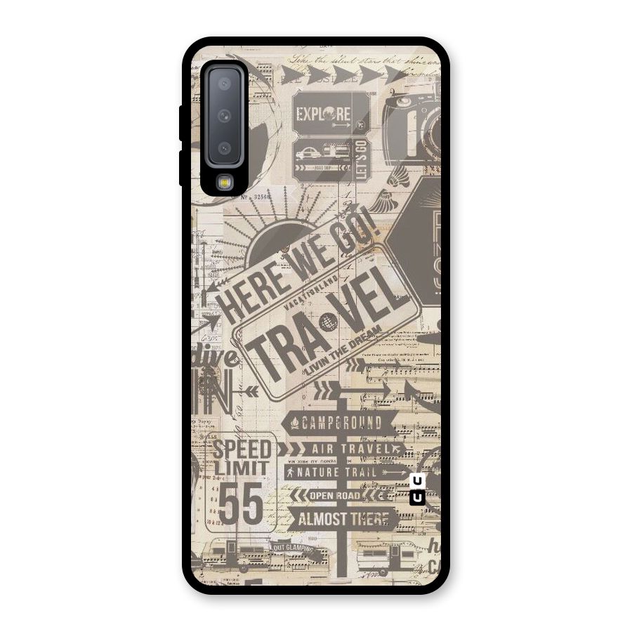 Here We Travel Glass Back Case for Galaxy A7 (2018)