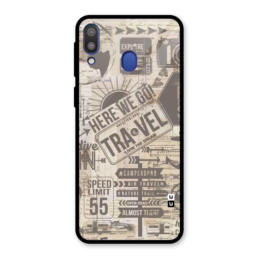 Here We Travel Glass Back Case for Galaxy M20