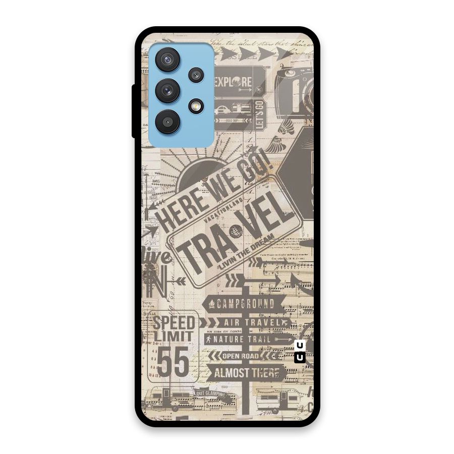 Here We Travel Glass Back Case for Galaxy M32 5G