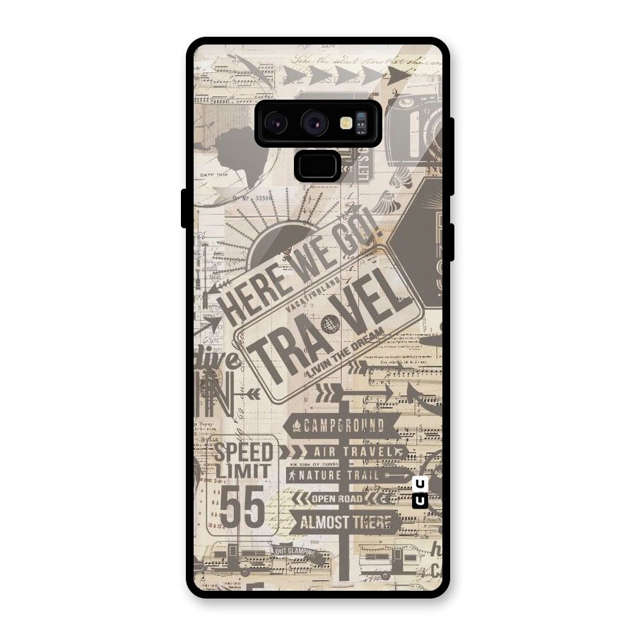 Here We Travel Glass Back Case for Galaxy Note 9