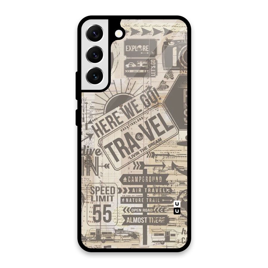 Here We Travel Glass Back Case for Galaxy S22 Plus 5G
