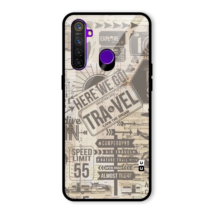 Here We Travel Glass Back Case for Realme 5 Pro