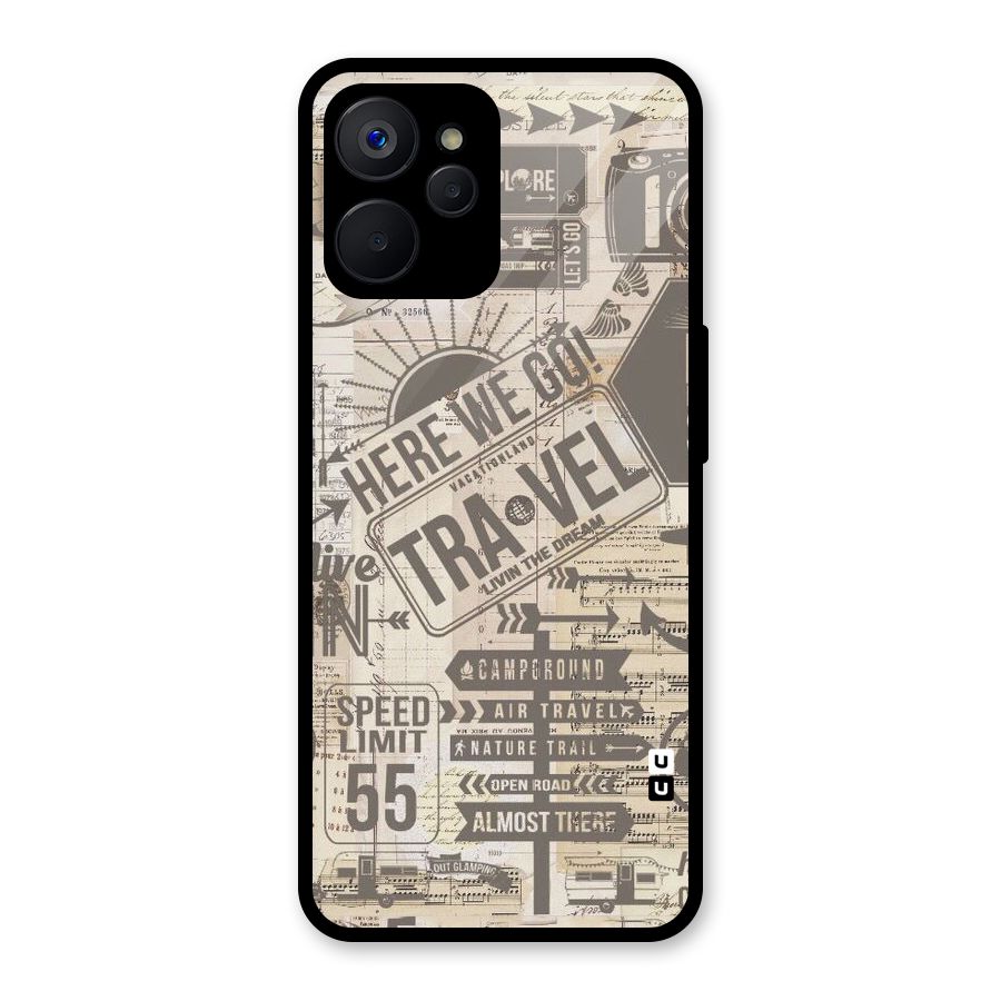 Here We Travel Glass Back Case for Realme 9i 5G