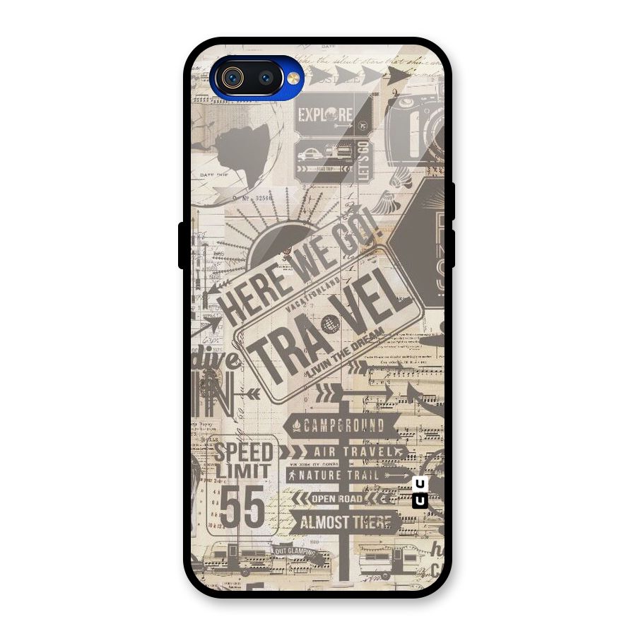 Here We Travel Glass Back Case for Realme C2