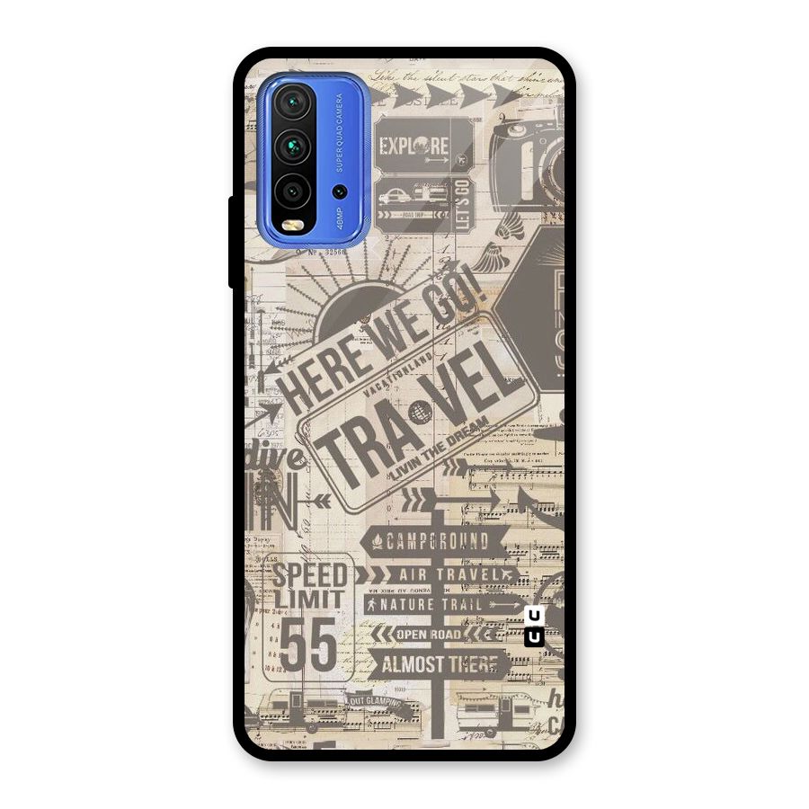 Here We Travel Glass Back Case for Redmi 9 Power