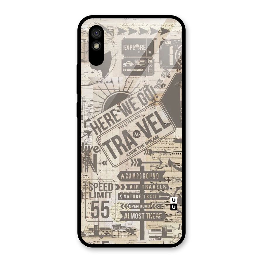 Here We Travel Glass Back Case for Redmi 9i