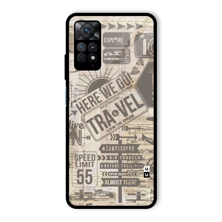 Here We Travel Glass Back Case for Redmi Note 11 Pro