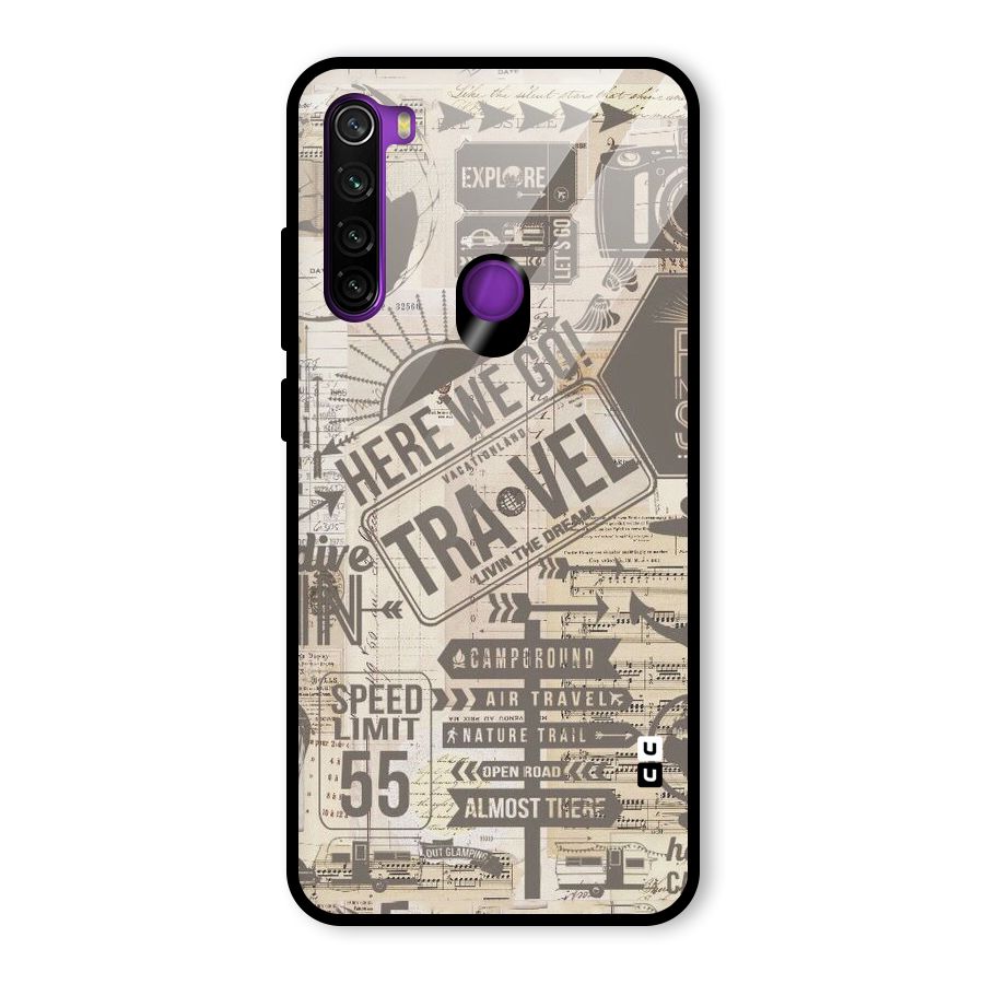 Here We Travel Glass Back Case for Redmi Note 8