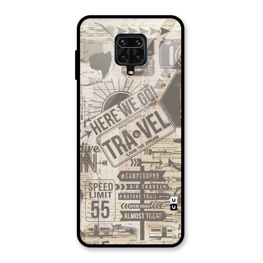 Here We Travel Glass Back Case for Redmi Note 9 Pro