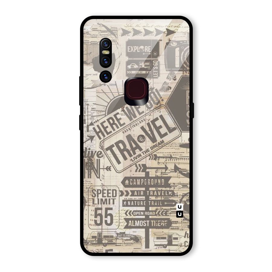 Here We Travel Glass Back Case for Vivo V15