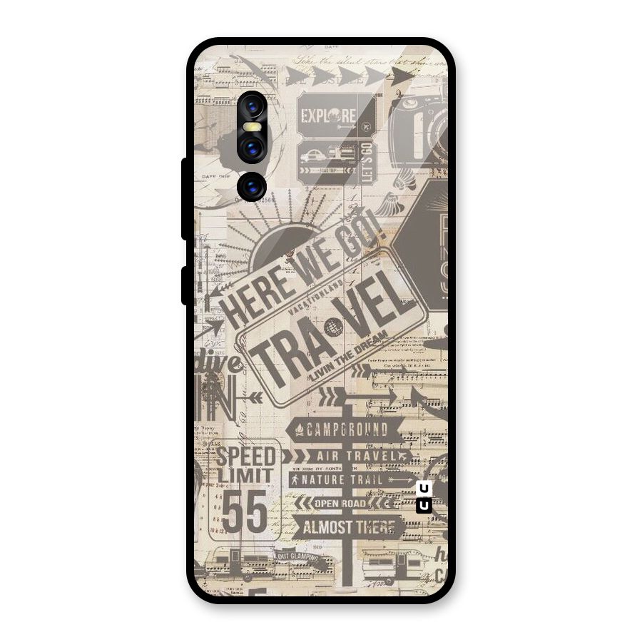 Here We Travel Glass Back Case for Vivo V15 Pro