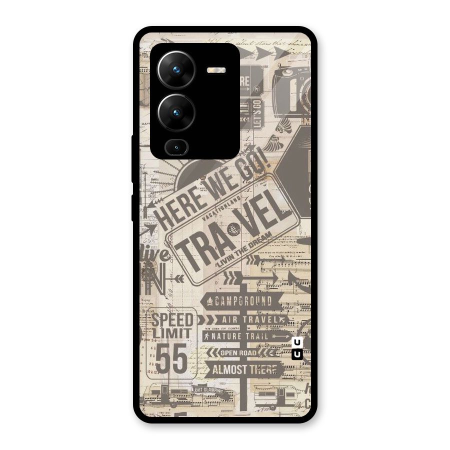 Here We Travel Glass Back Case for Vivo V25 Pro