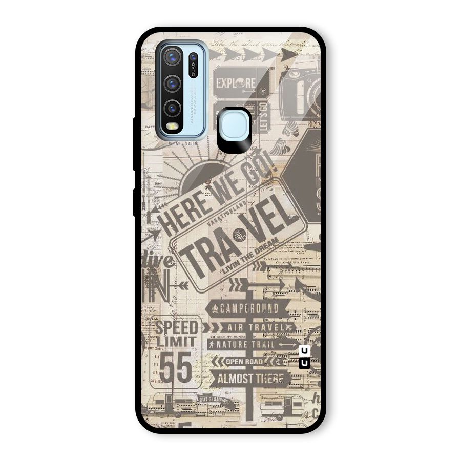 Here We Travel Glass Back Case for Vivo Y30