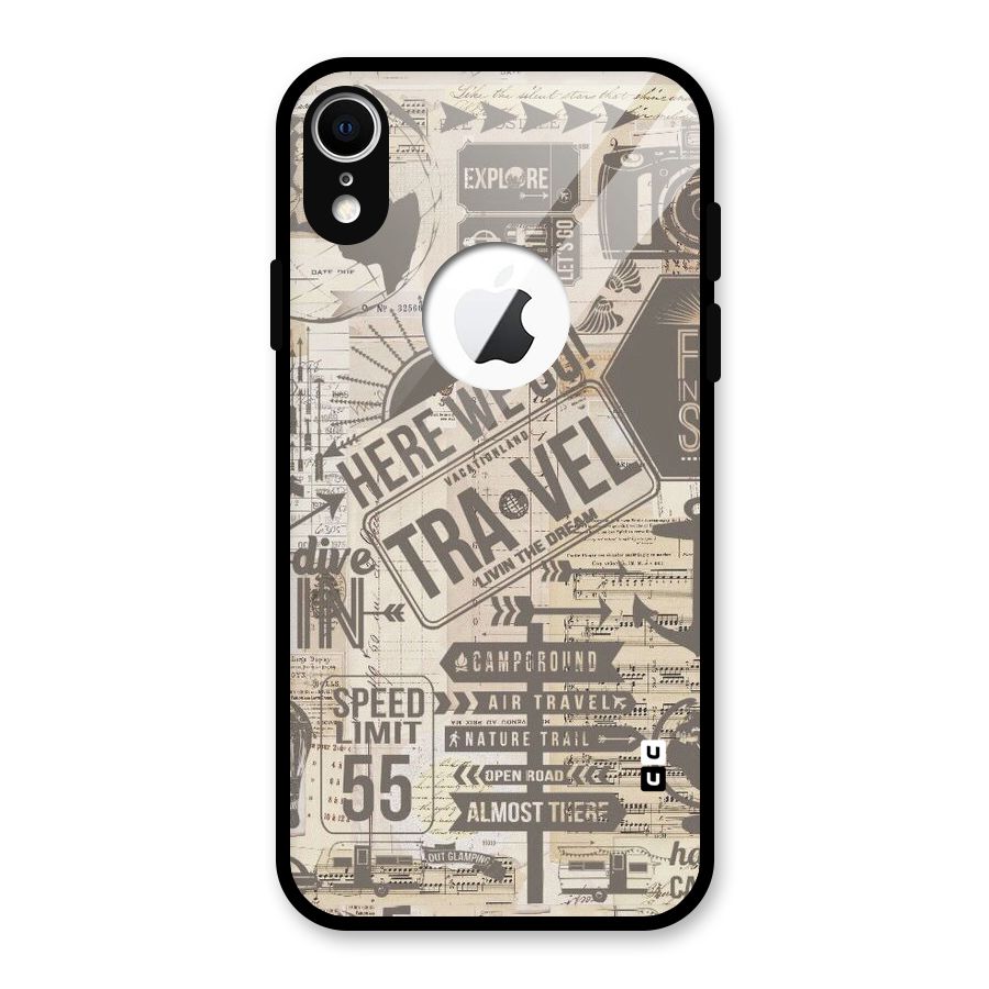 Here We Travel Glass Back Case for iPhone XR Logo Cut