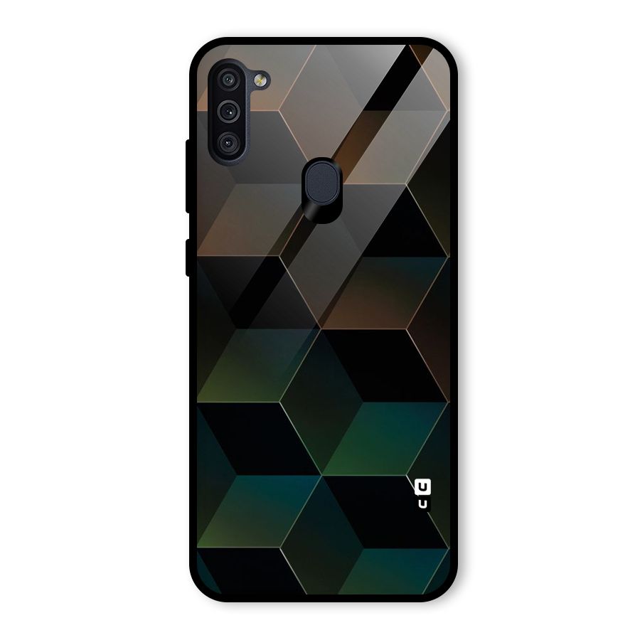 Hexagonal Design Glass Back Case for Galaxy M11