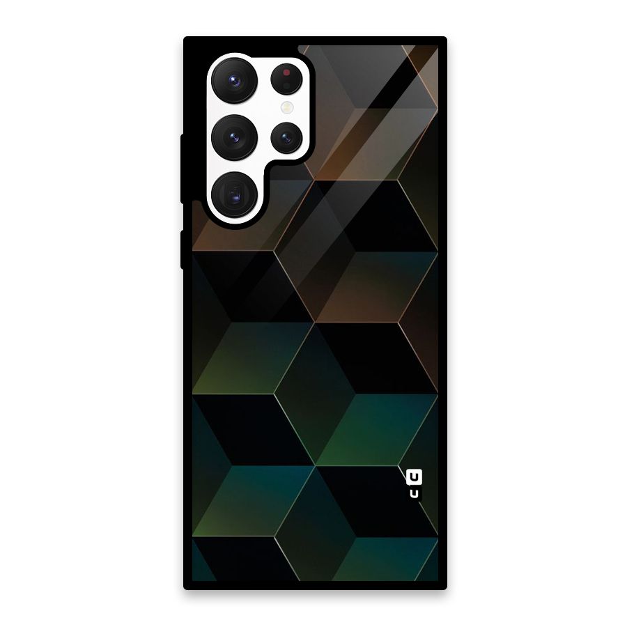 Hexagonal Design Glass Back Case for Galaxy S22 Ultra 5G