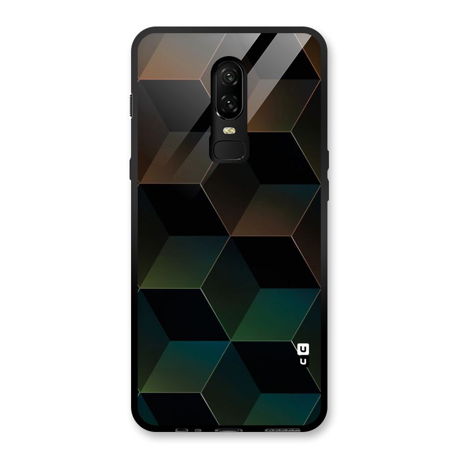 Hexagonal Design Glass Back Case for OnePlus 6