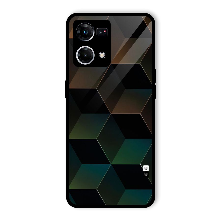 Hexagonal Design Glass Back Case for Oppo F21 Pro 4G