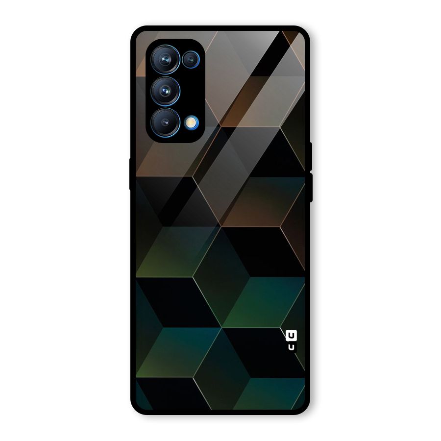 Hexagonal Design Glass Back Case for Oppo Reno5 Pro 5G