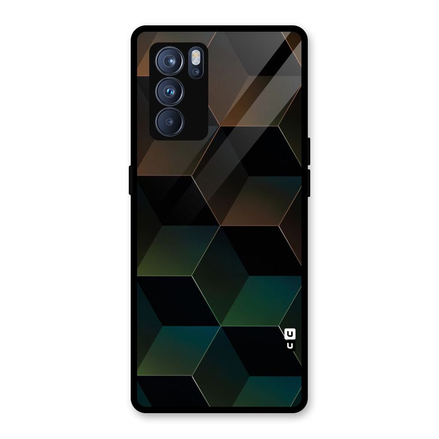 Hexagonal Design Glass Back Case for Oppo Reno6 Pro 5G
