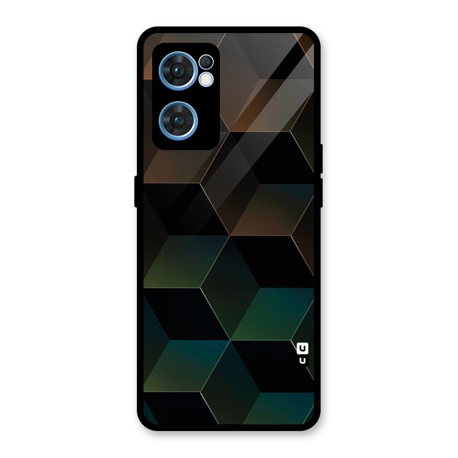 Hexagonal Design Glass Back Case for Oppo Reno7 5G