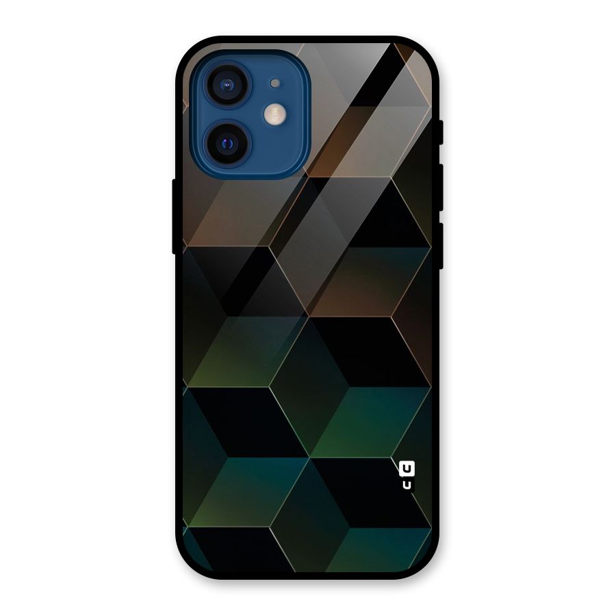Hexagonal Design Glass Back Case for iPhone 12 Mini
