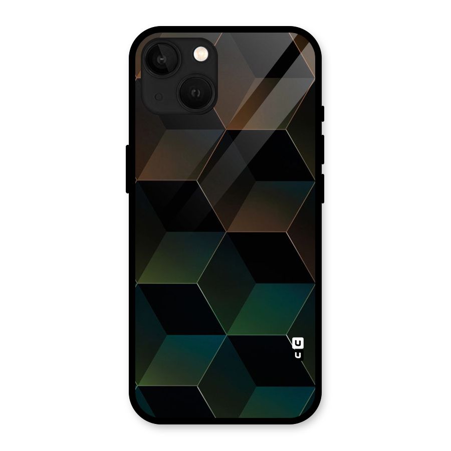 Hexagonal Design Glass Back Case for iPhone 13