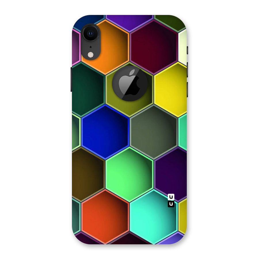 Hexagonal Palette Back Case for iPhone XR Logo Cut