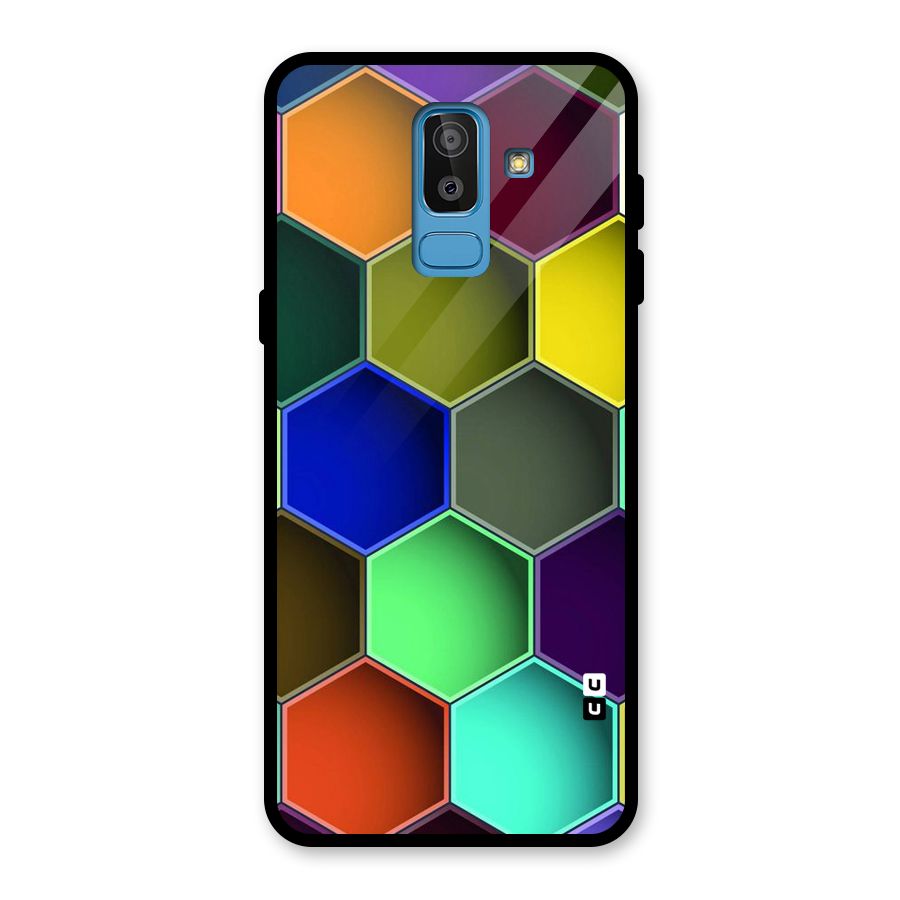Hexagonal Palette Glass Back Case for Galaxy J8