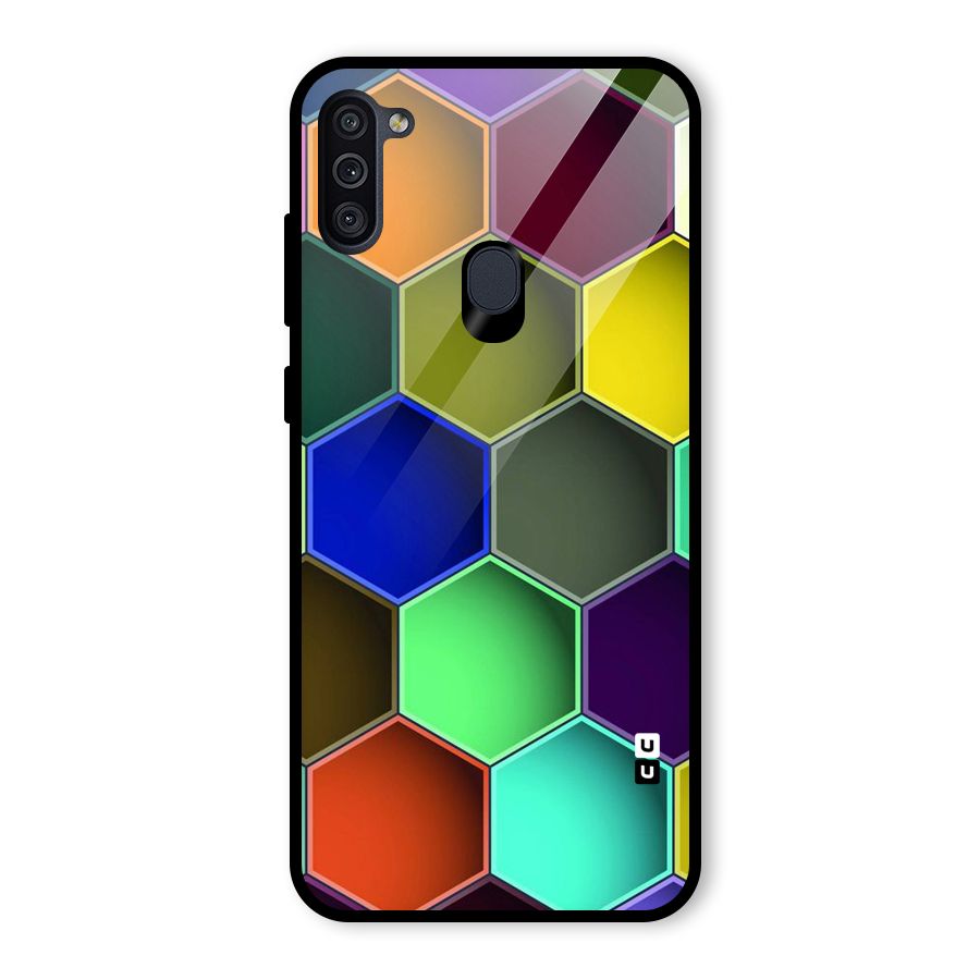 Hexagonal Palette Glass Back Case for Galaxy M11