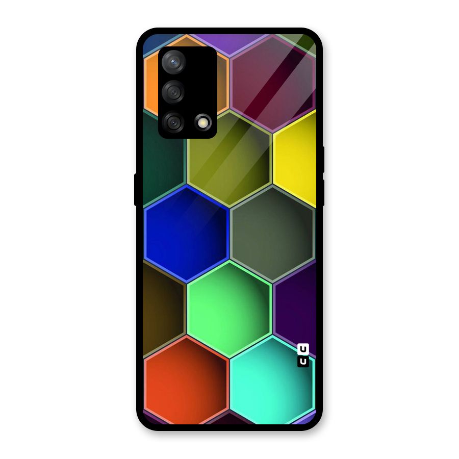 Hexagonal Palette Glass Back Case for Oppo F19
