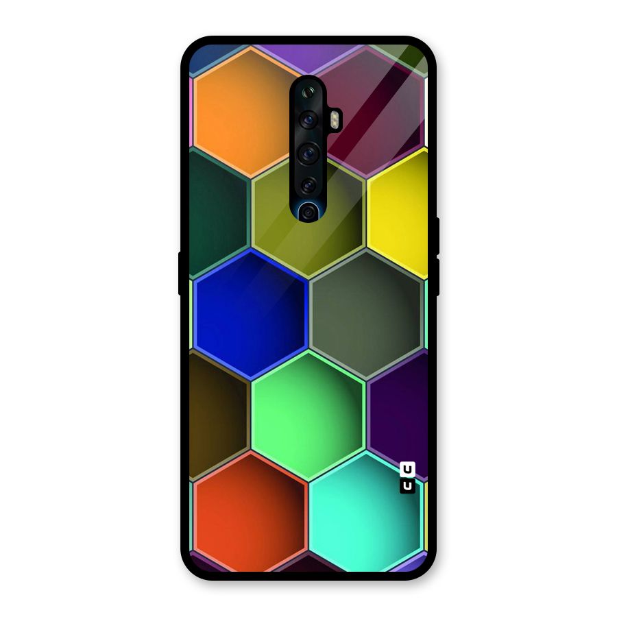 Hexagonal Palette Glass Back Case for Oppo Reno2 F