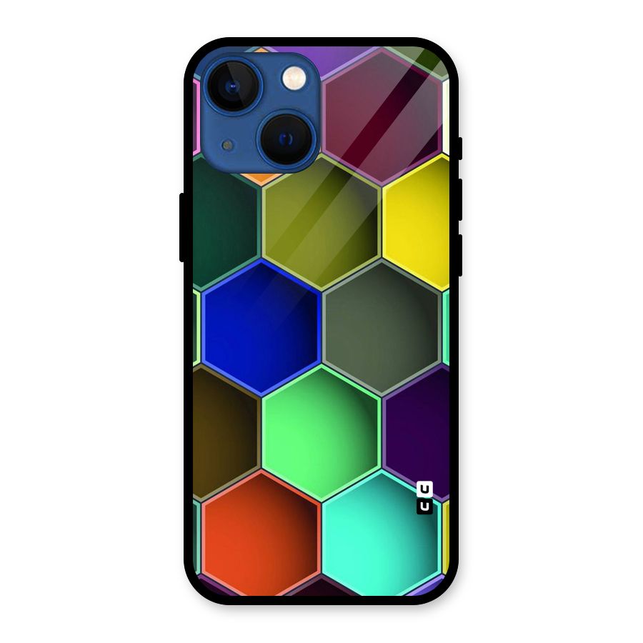 Hexagonal Palette Glass Back Case for iPhone 13 Mini