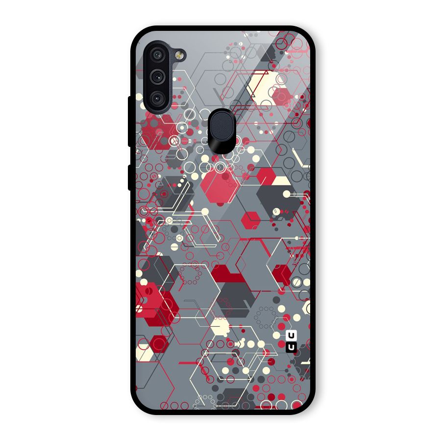 Hexagons Pattern Glass Back Case for Galaxy M11