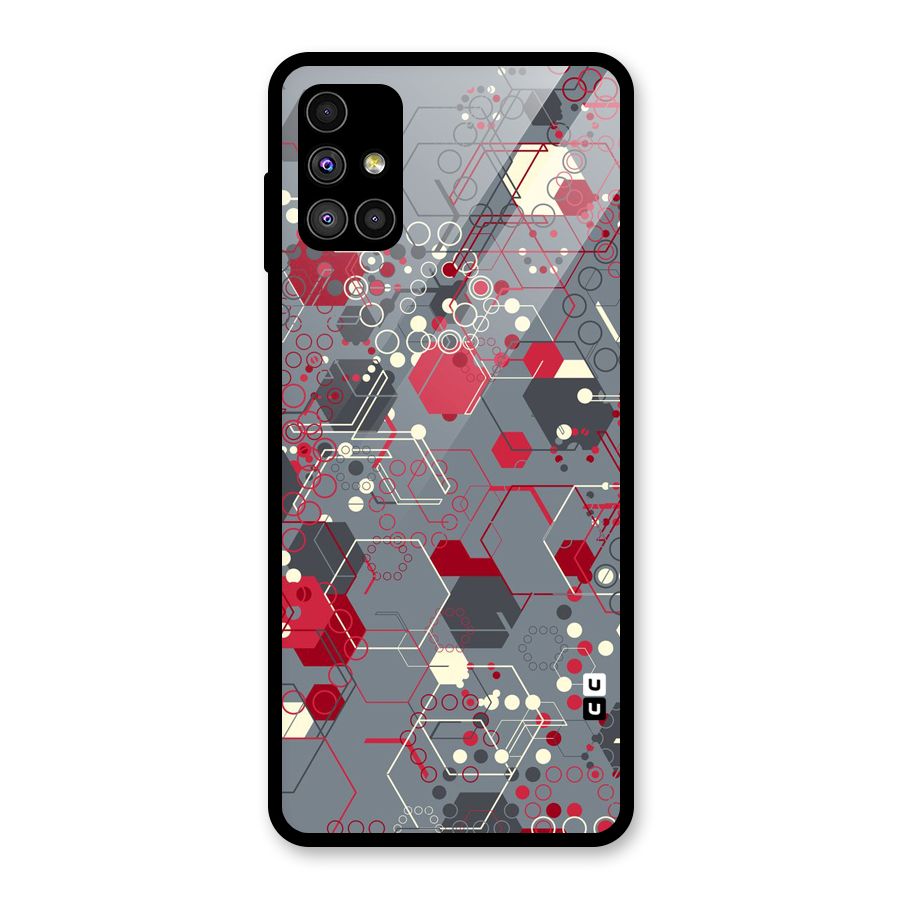 Hexagons Pattern Glass Back Case for Galaxy M51