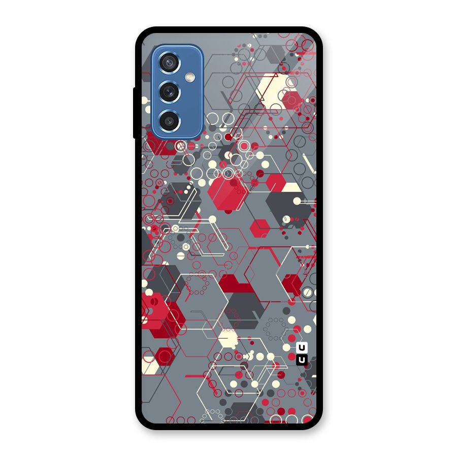 Hexagons Pattern Glass Back Case for Galaxy M52 5G