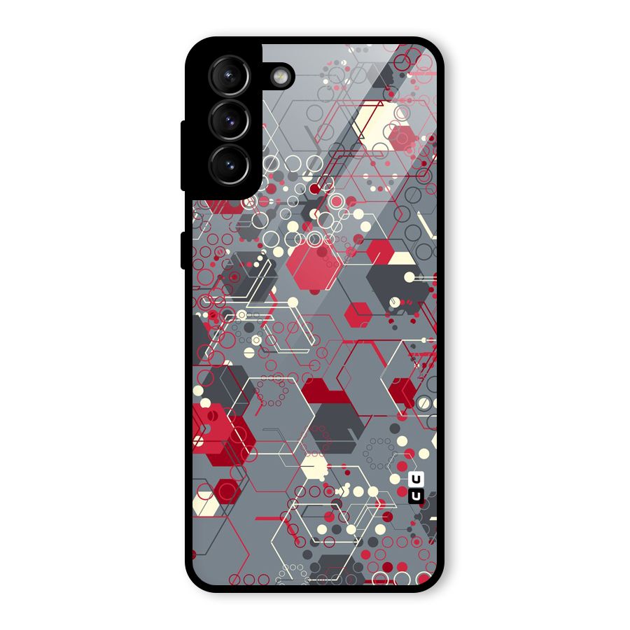 Hexagons Pattern Glass Back Case for Galaxy S21 Plus