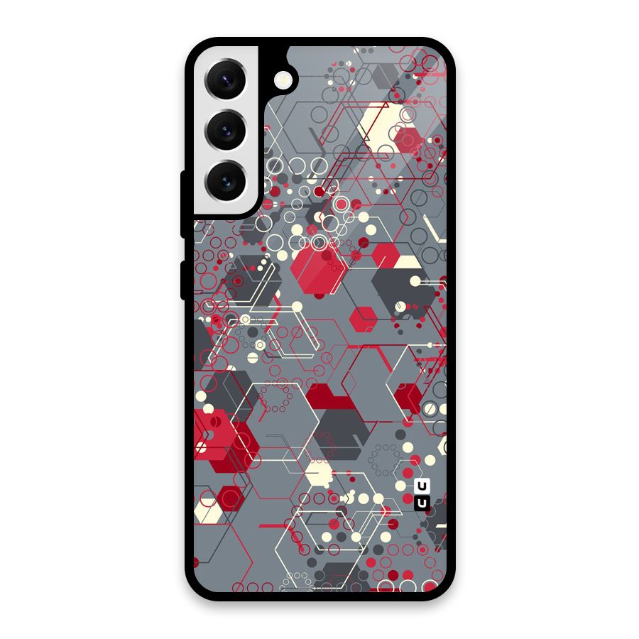 Hexagons Pattern Glass Back Case for Galaxy S22 Plus 5G