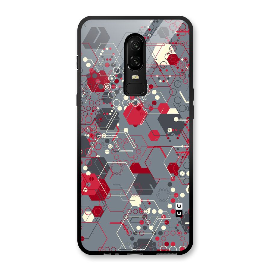 Hexagons Pattern Glass Back Case for OnePlus 6