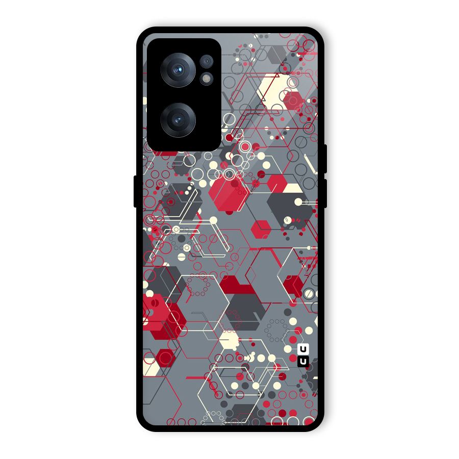 Hexagons Pattern Glass Back Case for OnePlus Nord CE 2 5G
