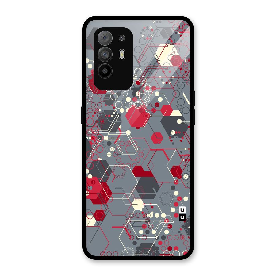 Hexagons Pattern Glass Back Case for Oppo F19 Pro Plus 5G