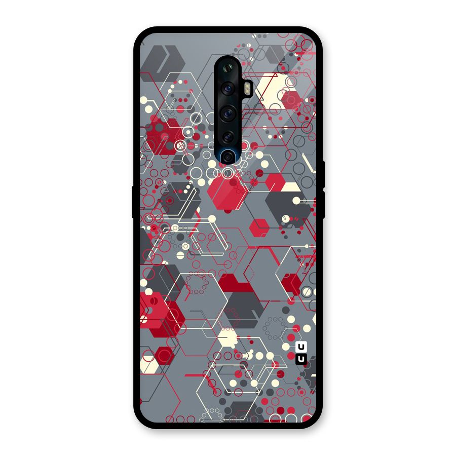 Hexagons Pattern Glass Back Case for Oppo Reno2 F
