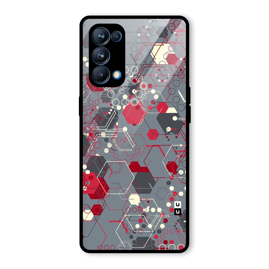 Hexagons Pattern Glass Back Case for Oppo Reno5 Pro 5G