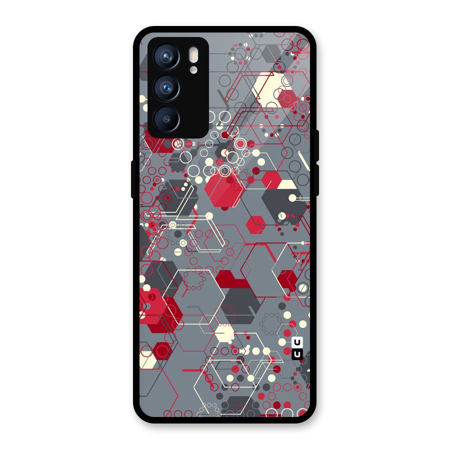 Hexagons Pattern Glass Back Case for Oppo Reno6 5G